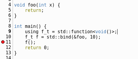 Stepping directly into the target of a functional object